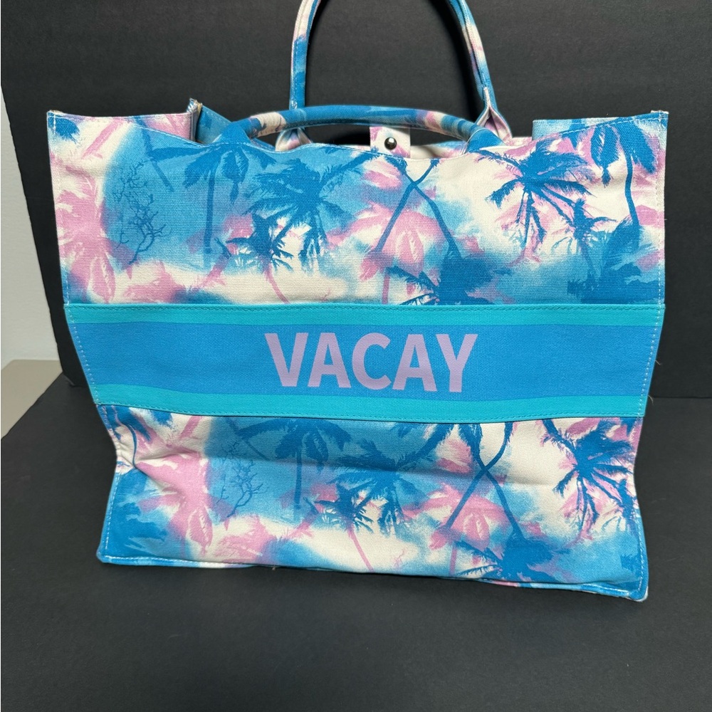 No Boundaries Blue and Pink Tropical Tote Bag